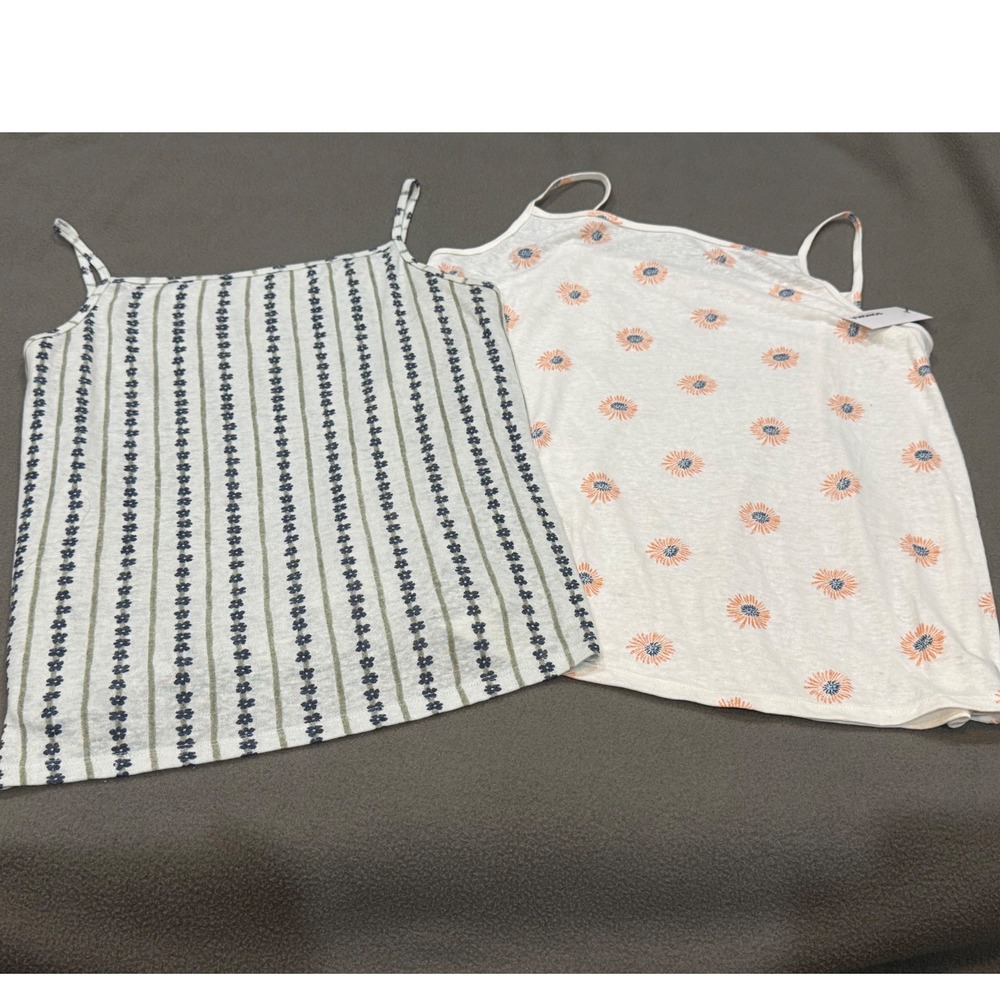 Sonoma Goods For Life Womens XL Linen Blend Camisole Tank Top 2 Pack Floral NWT
